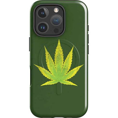 Marijuana Leaf Light Green iPhone 16 Pro Magsafe Impact Case